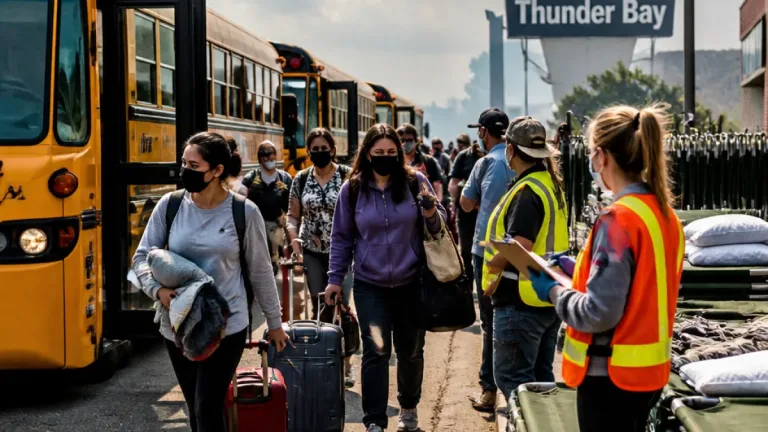 ‘Ashes from the sky’: Northern Ontario evacuees flee advancing wildfires to Thunder Bay