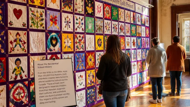 Brantford exhibition at former residential school honours Survivors through quilt art