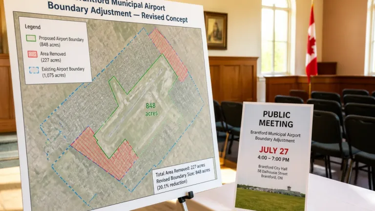 Brantford revises airport boundary plan, trims area and sets July public meetings