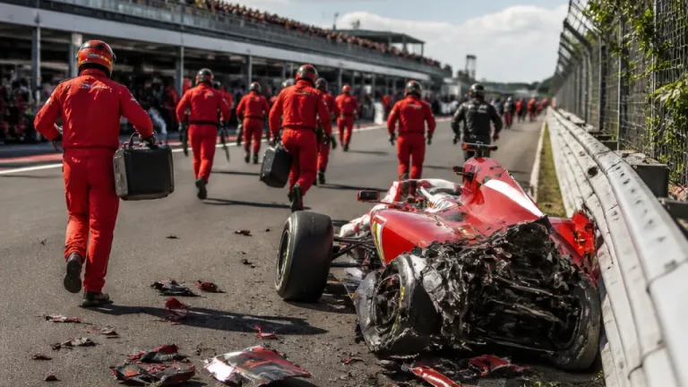Hamilton crash at Spa leaves Ferrari scrambling to repair car before qualifying