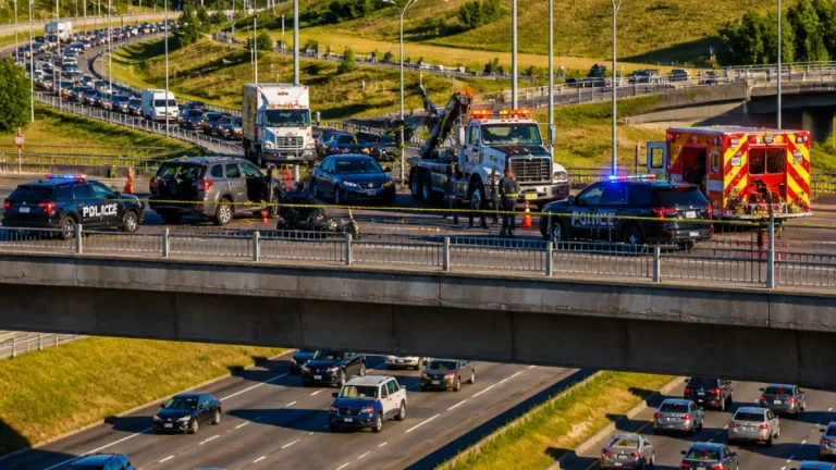Investigation under way after two-vehicle collision on Calgary's Nose Hill overpass