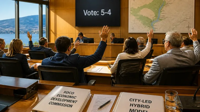 Kelowna council votes 5–4 to exit regional economic board, build in-house model