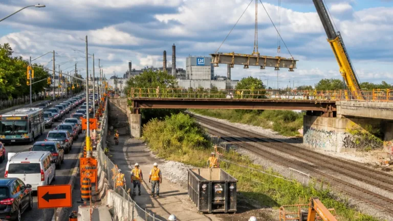 Oshawa traffic snarled as century-old Simcoe Street bridge comes down for GO expansion