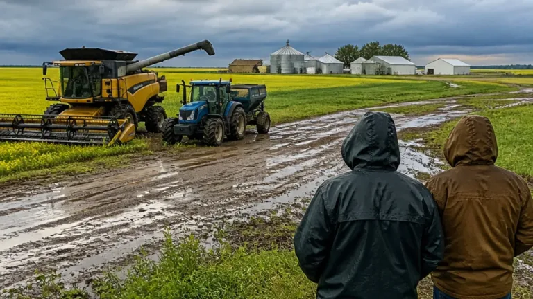 Repeated rain stalls Manitoba harvest; province about two-thirds behind typical pace