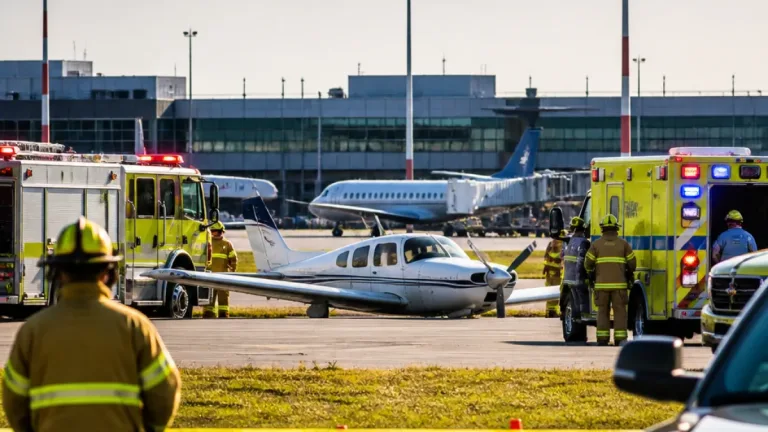 Small plane landing accident briefly halts operations at Longueuil airport