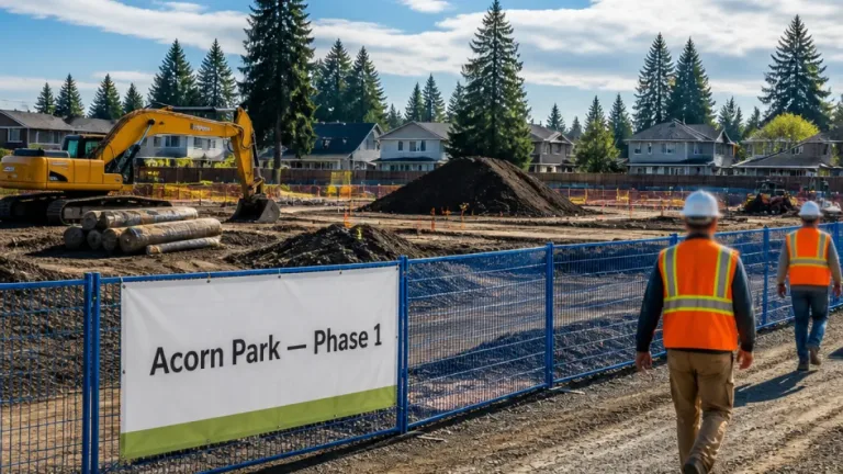 Surrey breaks ground on $7.9M neighbourhood parks plan, starting with Acorn Park