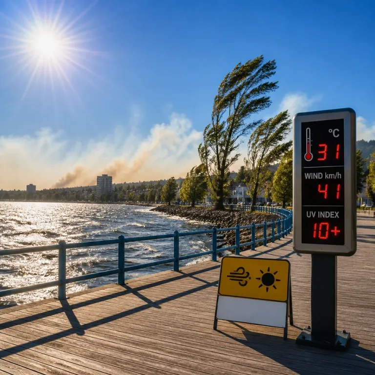 Strong northerly winds, smoke and very high UV set the day in North Bay