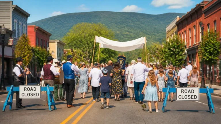 Woodstock celebration in NY: first Torah welcomed with closed-street procession